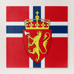 Norwegische Flagge/Wappen des Nordischen Norwegen Puzzle