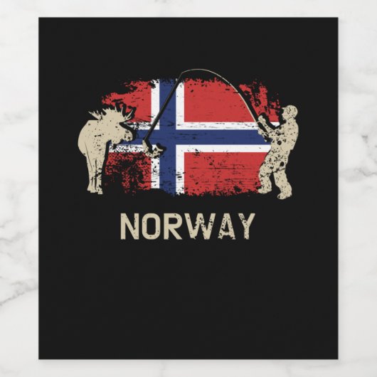 Norwegische Flagge Weinetikett (Einzelnes Label)