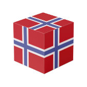 Norwegische Flagge Würfel (Rückseite Schrägansicht)