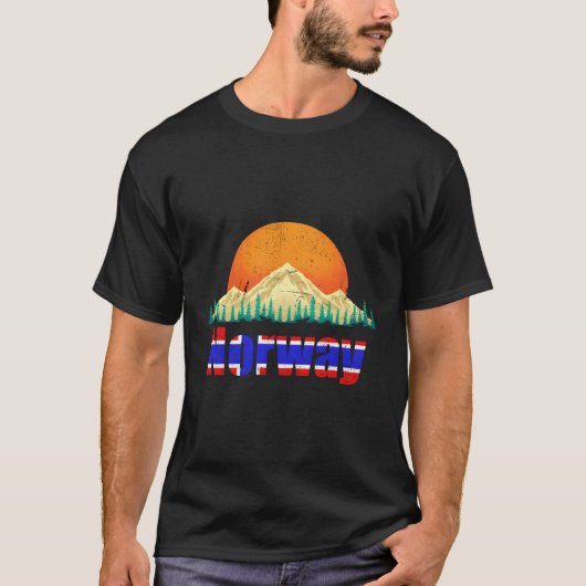 Norwegische Flaggengebirge Norwegen T-Shirt (Vorderseite)