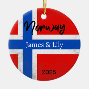 Norwegische Flaggenverzierung, Personalisiertes No Keramik Ornament