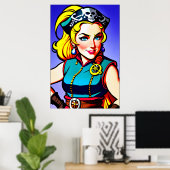 Norwegische Frau Pirate | AI Art Poster (Heimbüro)