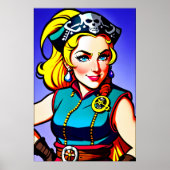 Norwegische Frau Pirate | AI Art Poster (Vorne)