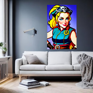 Norwegische Frau Pirate   AI Art Poster