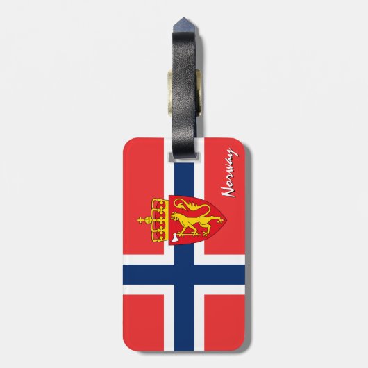 Norwegische Gepäckmarken, patriotische norwegische Gepäckanhänger (Rückseite vertikal)