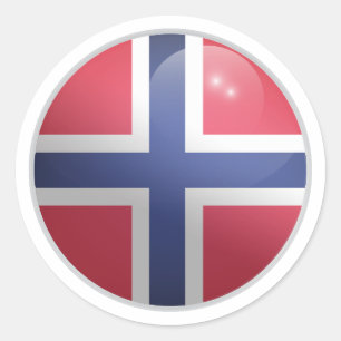 Norwegische Glossy Circle Flag Runder Aufkleber