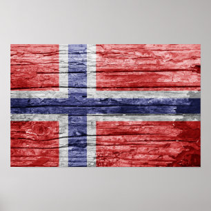 Norwegische Holzflagge Poster