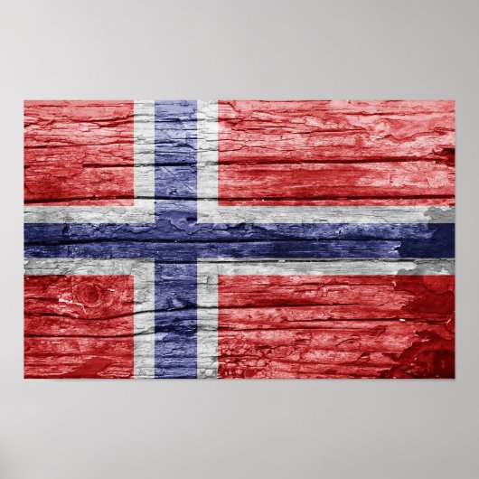 Norwegische Holzflagge Poster (Vorne)