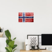 Norwegische Holzflagge Poster (Heimbüro)