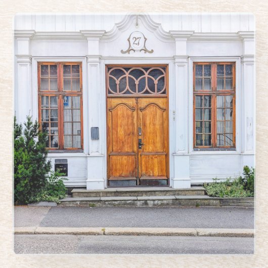 Norwegische Jugendstil-Tür Glasuntersetzer (Vorderseite)