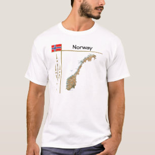 Norwegische Karte + Flagge + T - Shirt