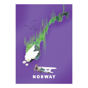 Norwegische Karte Illustriertes Druckplakat. Fotodruck