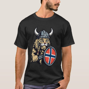 Norwegische Katze Wikinger Norwegen Flagge Nordisc T-Shirt