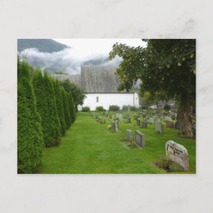 Norwegische Kirche und Friedhof (Aurland) Postkarte
