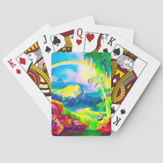 Norwegische Landschaft mit Regenbogen Spielkarten