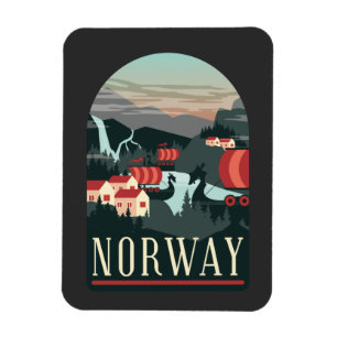 Norwegische Landschaft Vintage Magnet