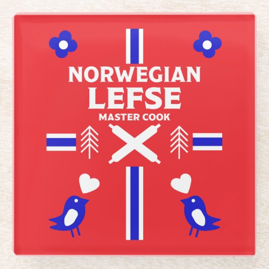 Norwegische Lefse Flatbread-Schürze Glasuntersetzer (Vorderseite)