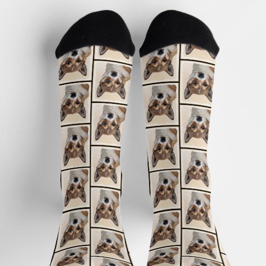 Norwegische Lundehund Malerei Original Hunde Art Socken (Oben)