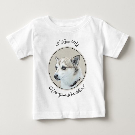 Norwegische Lundehund-Malerei - Originale Hundekun Baby T-shirt (Vorderseite)