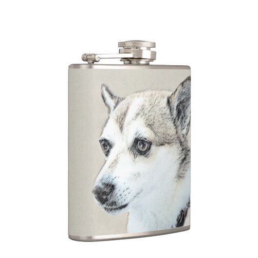 Norwegische Lundehund-Malerei - Originale Hundekun Flachmann (Rechts)