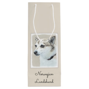 Norwegische Lundehund-Malerei - Originale Hundekun Geschenktüte Für Weinflaschen