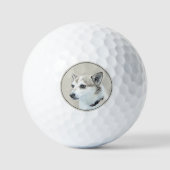 Norwegische Lundehund-Malerei - Originale Hundekun Golfball (Vorderseite)