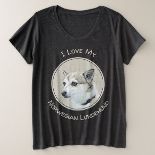 Norwegische Lundehund-Malerei - Originale Hundekun Große Größe T-Shirt