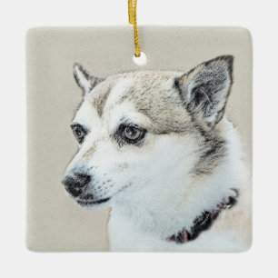 Norwegische Lundehund-Malerei - Originale Hundekun Keramikornament