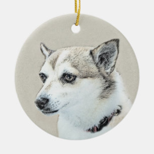 Norwegische Lundehund-Malerei - Originale Hundekun Keramikornament