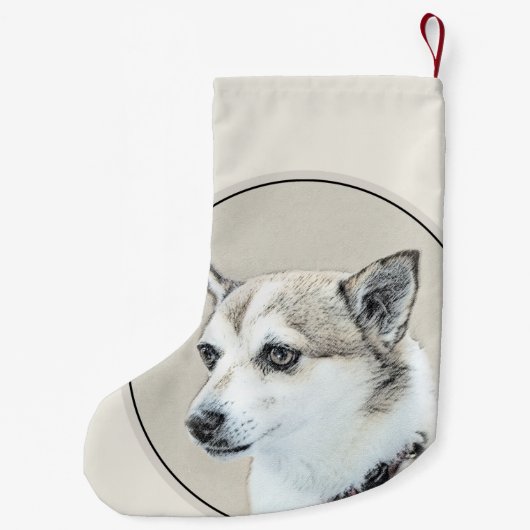 Norwegische Lundehund-Malerei - Originale Hundekun Kleiner Weihnachtsstrumpf (Rückseite)