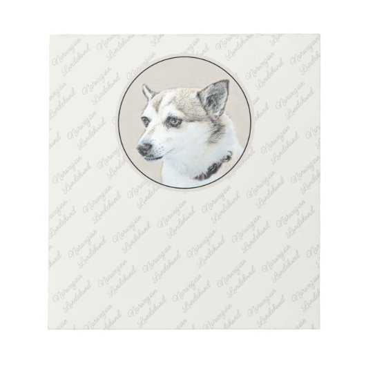 Norwegische Lundehund-Malerei - Originale Hundekun Notizblock (Vorderseite)