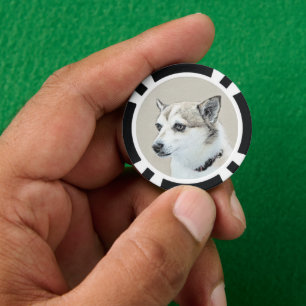 Norwegische Lundehund-Malerei - Originale Hundekun Pokerchips