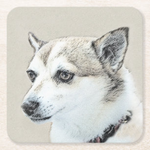 Norwegische Lundehund-Malerei - Originale Hundekun Rechteckiger Pappuntersetzer