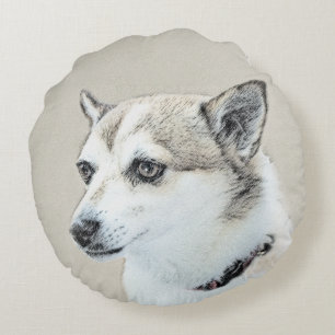 Norwegische Lundehund-Malerei - Originale Hundekun Rundes Kissen
