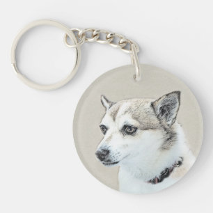 Norwegische Lundehund-Malerei - Originale Hundekun Schlüsselanhänger