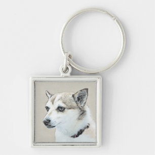 Norwegische Lundehund-Malerei - Originale Hundekun Schlüsselanhänger