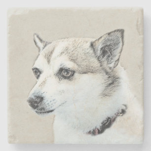 Norwegische Lundehund-Malerei - Originale Hundekun Steinuntersetzer