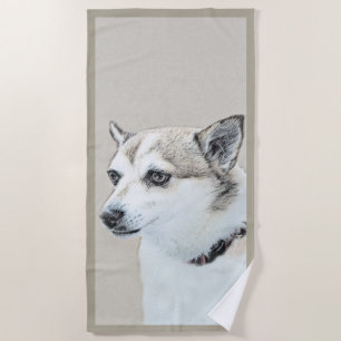 Norwegische Lundehund-Malerei - Originale Hundekun Strandtuch