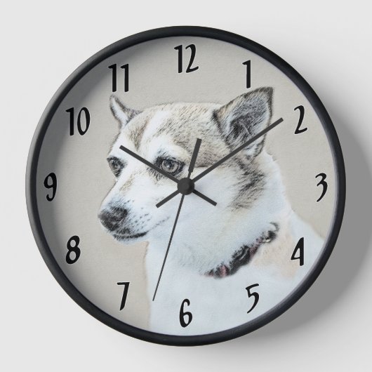 Norwegische Lundehund-Malerei - Originale Hundekun Uhr (Vorderseite)