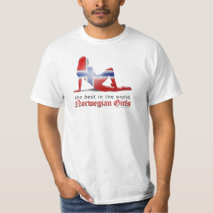 Norwegische Mädchen-Silhouette-Flagge T-Shirt
