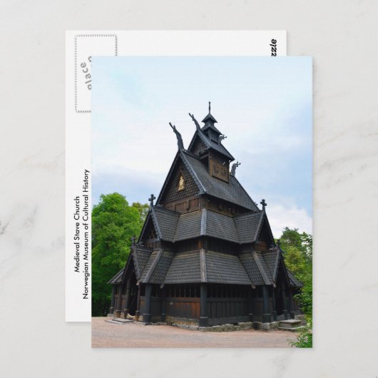 Norwegische Mittelalterliche Stadionkirche Postkarte (Vorne/Hinten)