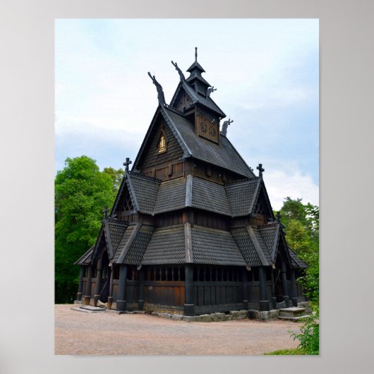 Norwegische Mittelalterliche Stave Church, Oslo, N Poster (Vorne)