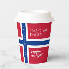 Norwegische Nationaltagsflagge am 17. Mai 2010 Pappbecher