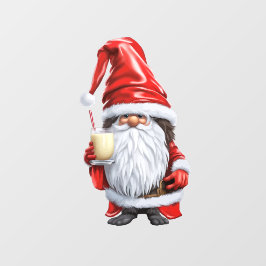 Norwegische Nisse Gnome Gonk mit einem Glas Ei Fensteraufkleber