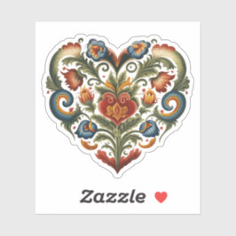 Norwegische Rosemaling Folk Art Heart Sticker