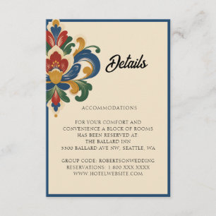 Norwegische Rosemaling-Hochzeit Details-Karte Begleitkarte