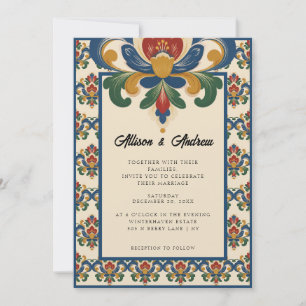 Norwegische Rosemaling Hochzeit Einladung