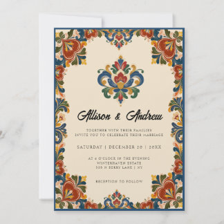 Norwegische Rosemaling | Hochzeit Einladung