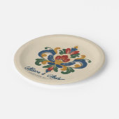 Norwegische Rosemaling-Hochzeit Pappteller (Schrägansicht)