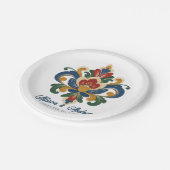 Norwegische Rosemaling-Hochzeit Pappteller (Schrägansicht)